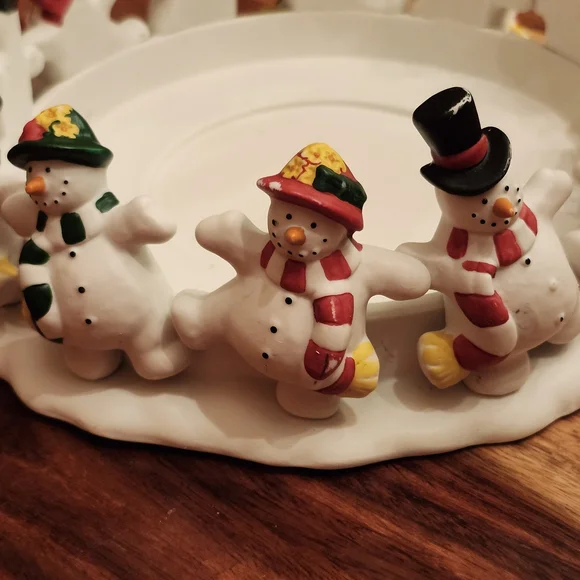 PartyLite 9" Dia Frolicking Frostys 3-Wick Candle Holder Or Repurpose - Picture 7 of 10